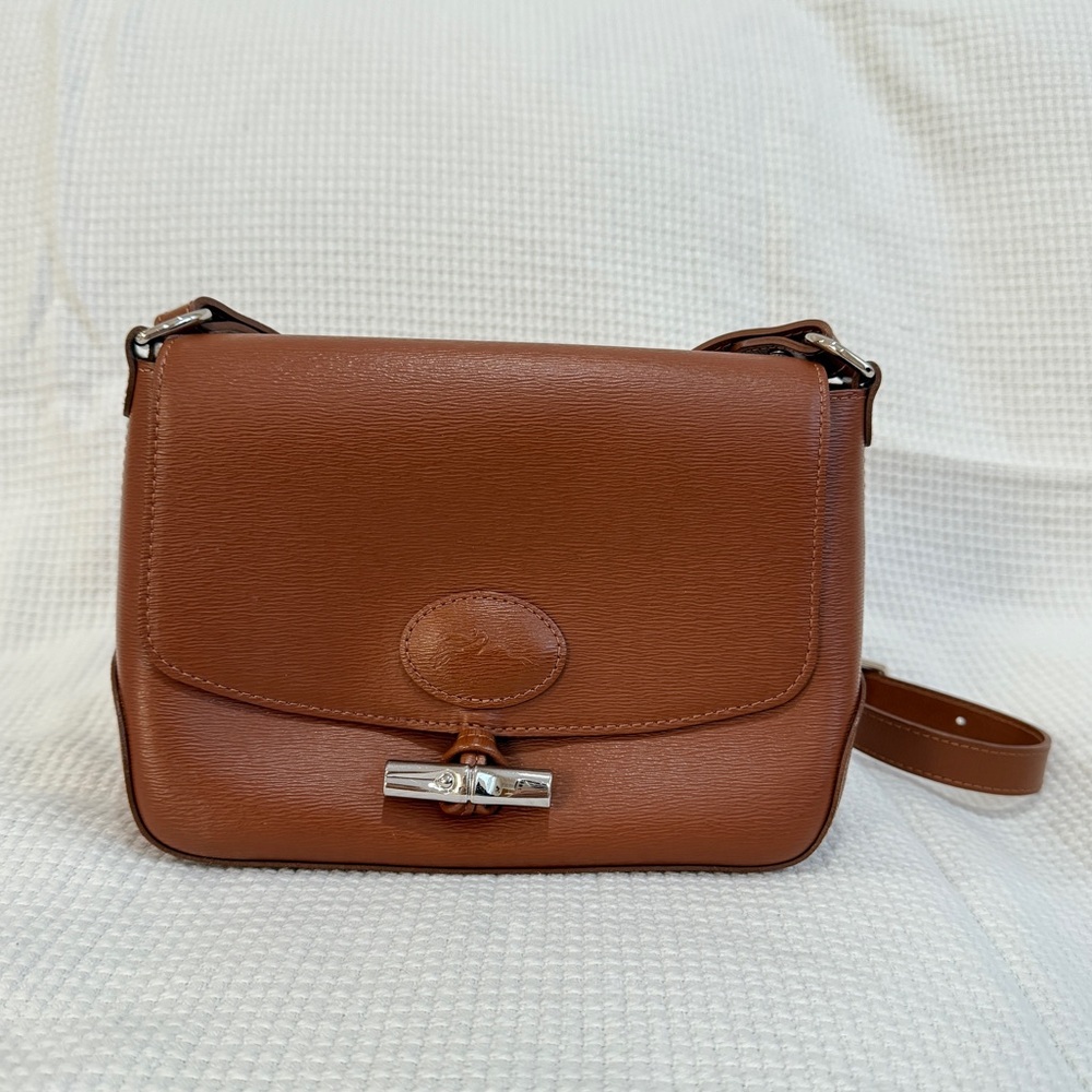 Longchamp Roseau Leather Crossbody Bag Color CARAMEL